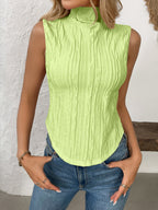 Texture Turtleneck Sleeveless Top - Chic & Versatile