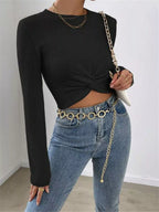 Chic Twisted Front Cropped Knit Top