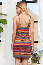 ADORA Contrast Striped V-Neck Mini Dress