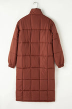 Pocketed Bubble-Texture Longline Winter Coat
