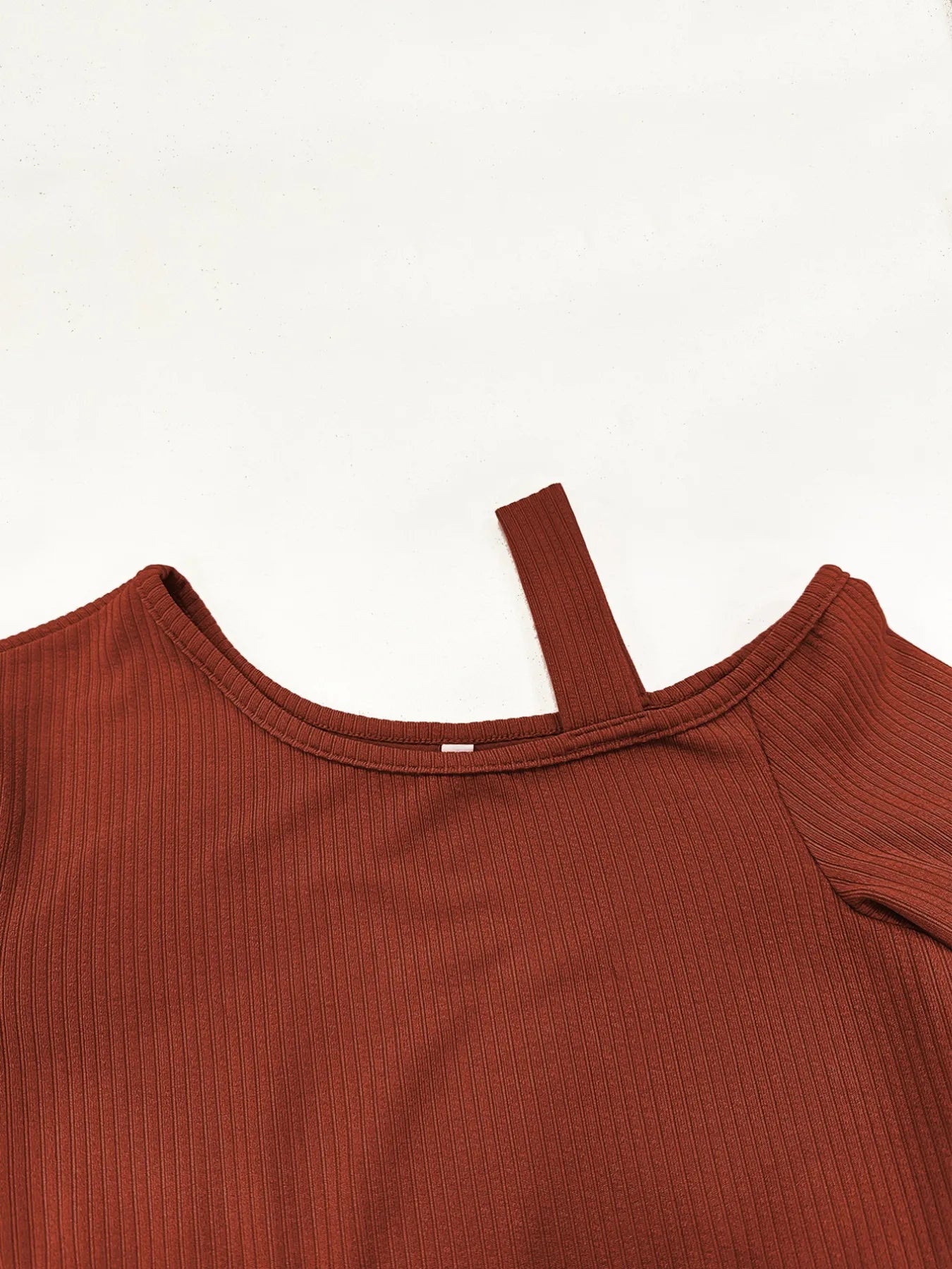 Ruched Ribbed Bodycon Dress with Asymmetrical Neckline