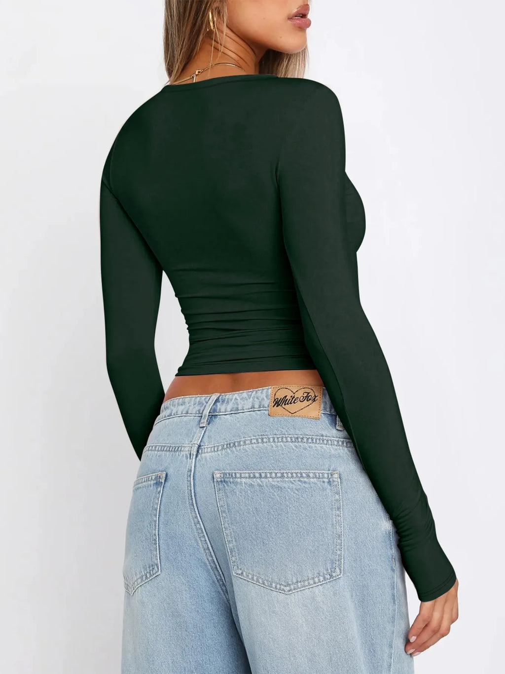 Cropped Long Sleeve Basic T-Shirt