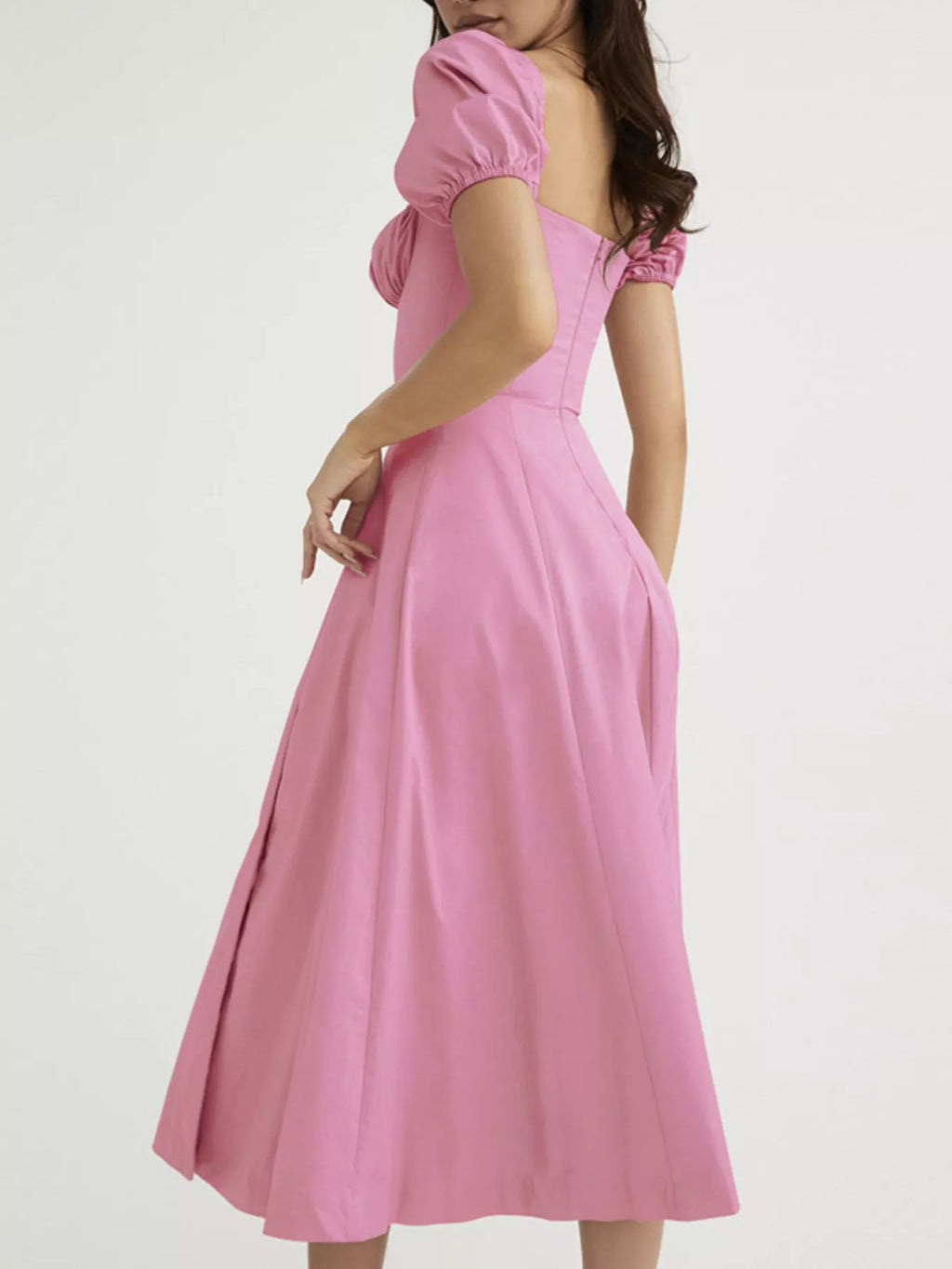 Full-Size Ruched Tie-Waist Slit Midi Dress