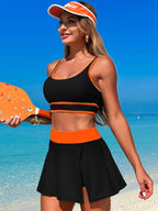 Scoop Neck Swim Set with Skort - Stylish & Comfortable