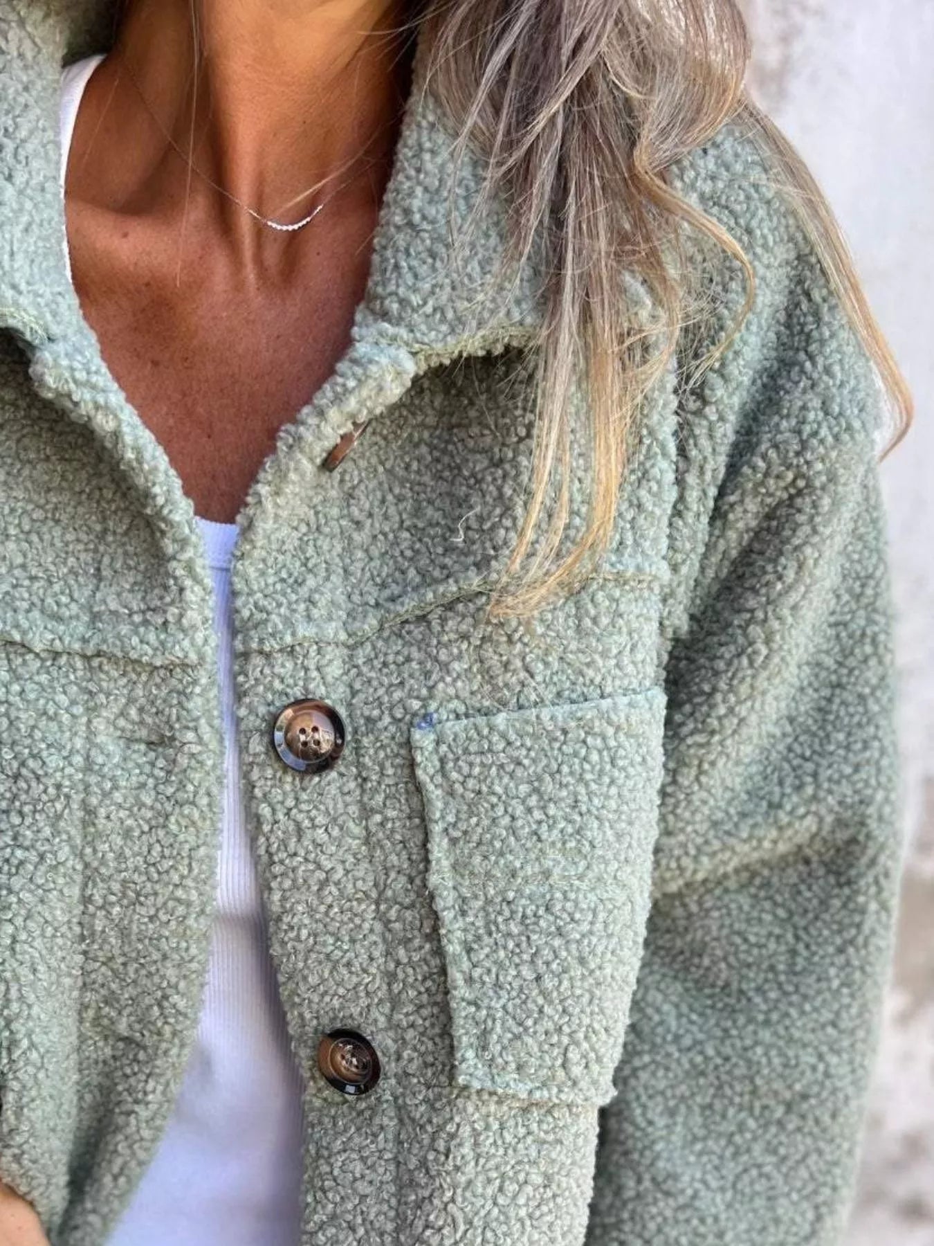 Cozy Single-Breasted Sherpa Shacket for Women – Plus Size