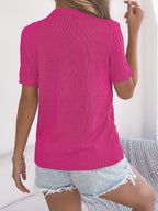 Cable Knit Button Down Short Sleeve Cardigan - Stylish & Versatile