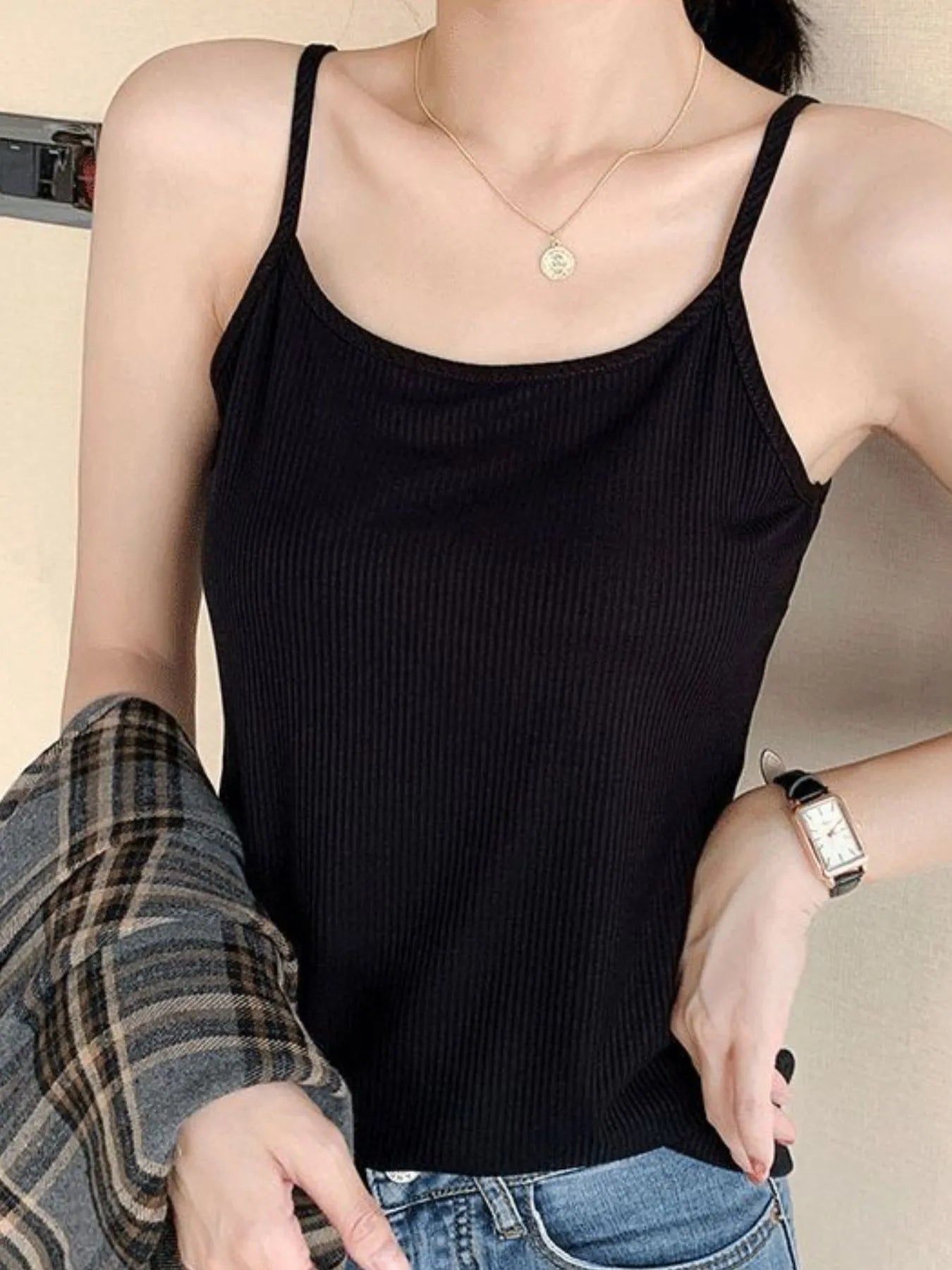 Plus Size Scoop Neck Ribbed Cami Top – Comfortable Everyday Layering Piece