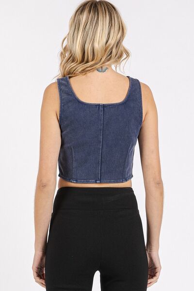 Mittoshop Mineral Wash Corset Crop Stretch Knit Tank