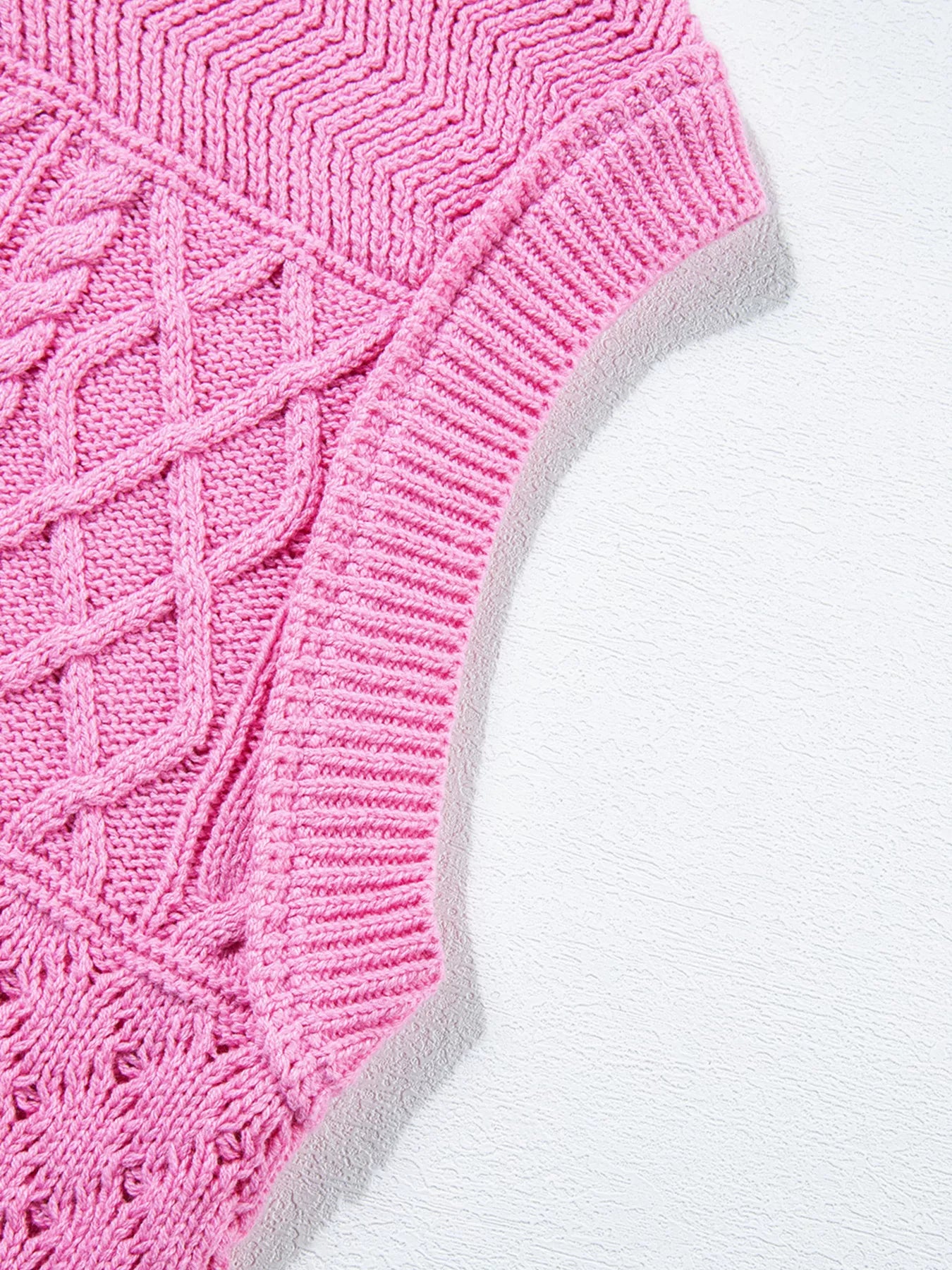 Relaxed Fit Cable-Knit Dolman Sweater Vest