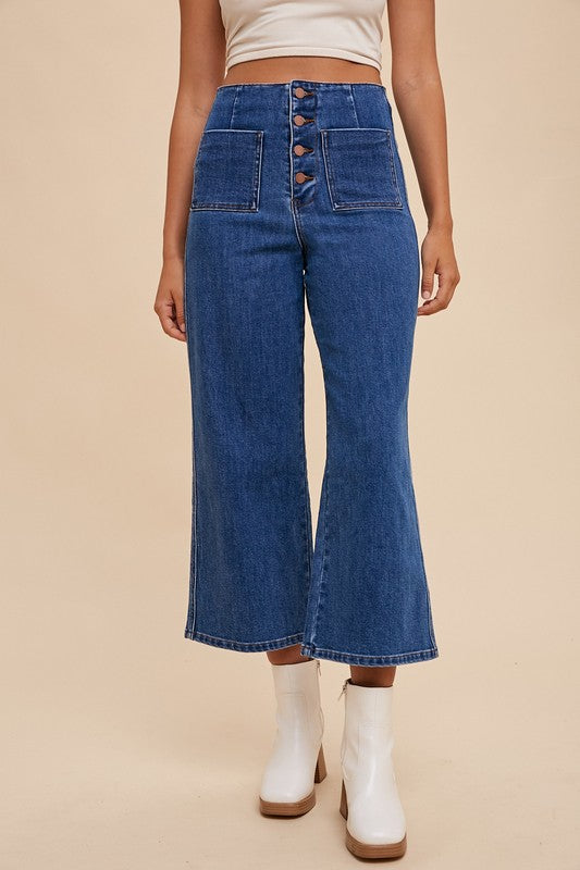 Annie Wear Button Fly High Waist Jeans Dark