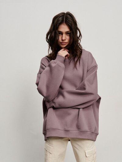 Oversized Round Neck Dropped Shoulder Sweatshirt