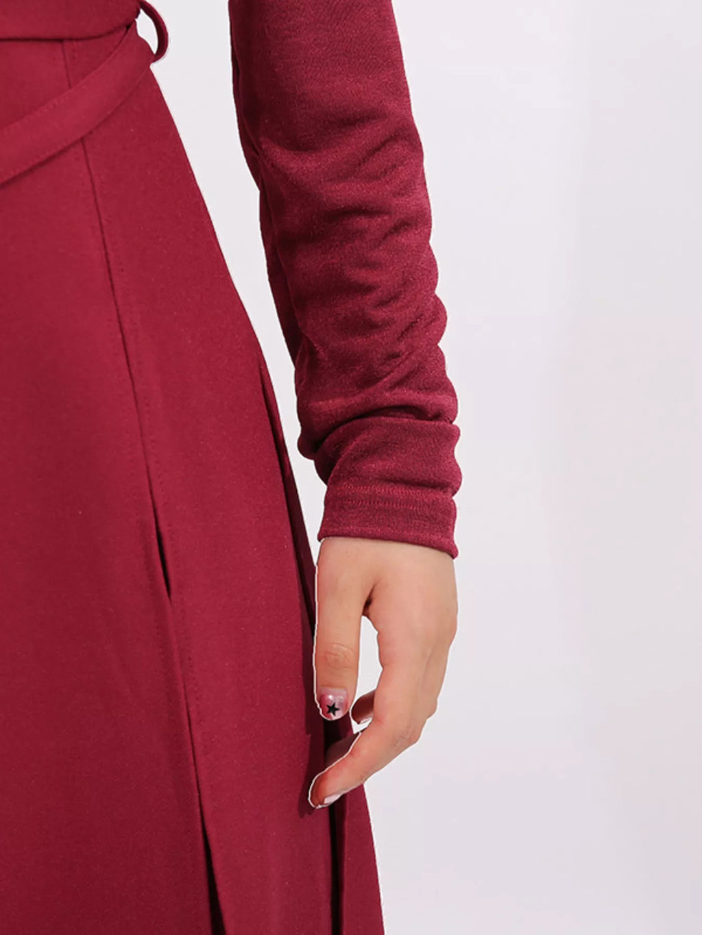 Ruched Slit Spaghetti Strap Long Sleeve Maxi Dress