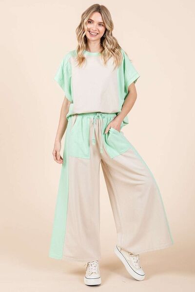 Mittoshop Color Block Wide Leg Pants