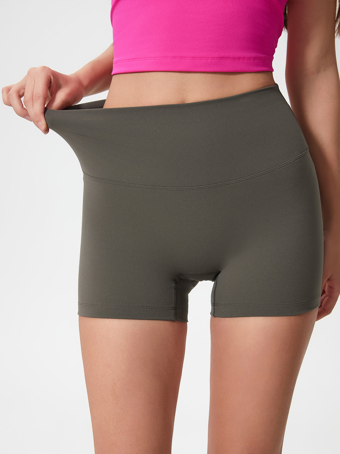 Millennia High Waist Active Shorts - Stretch & Comfort Dark Green
