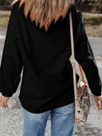 Sequin Round Neck Long Sleeve Sweatshirt - Sparkly & Chic