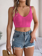 Cable-Knit Short Cami - Chic & Versatile Knitwear