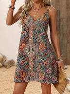 Paisley Print Spaghetti Strap Summer Mini Dress