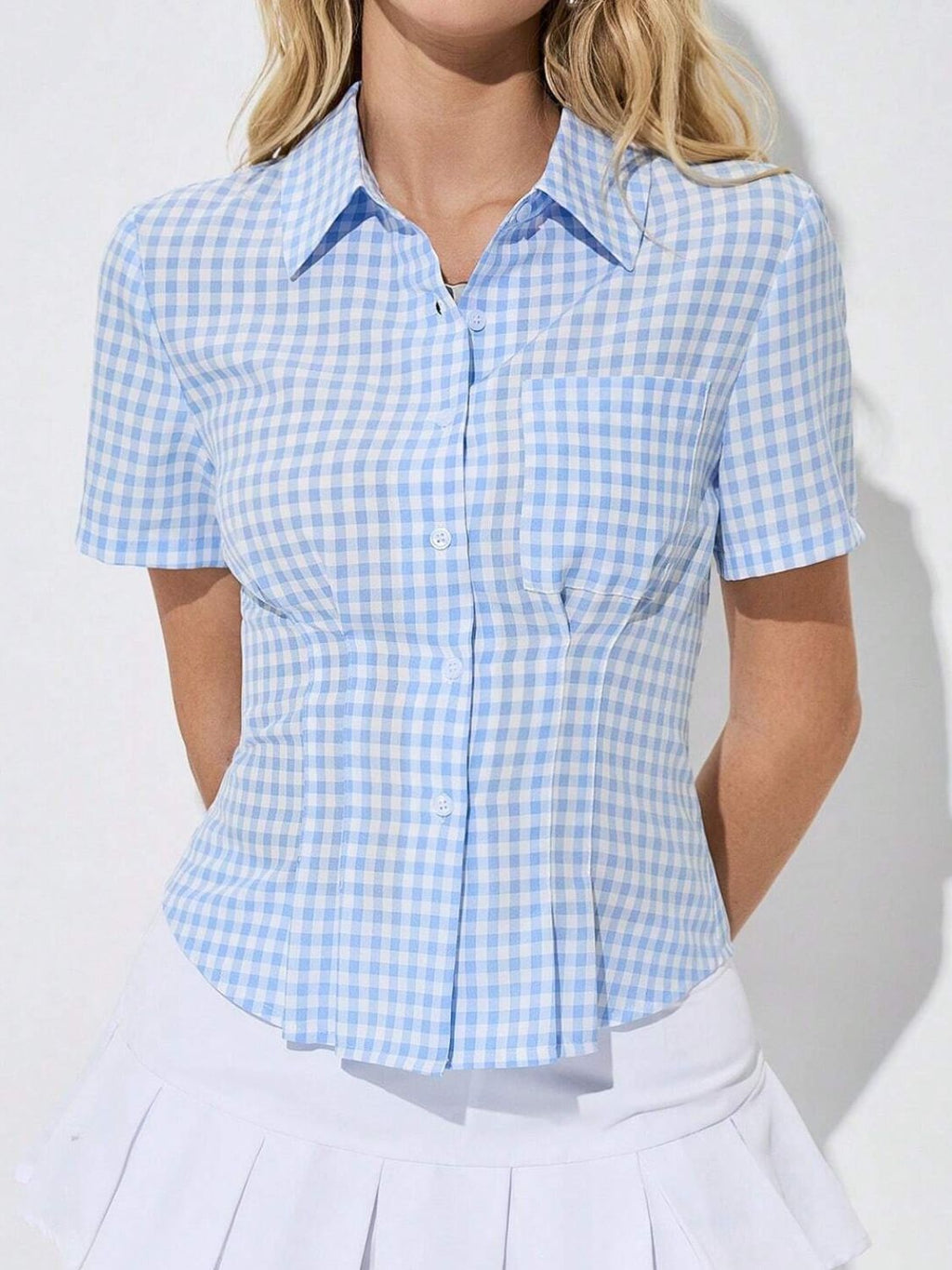 Button Down Short Sleeve Shirt - Versatile & Elegant