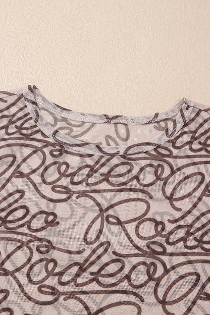 Printed Mesh Round Neck T-Shirt â€“ Sheer & Stylish Womenâ€™s Top