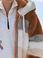 Full-Size Fuzzy Zip-Up Hooded Outerwear Jacket (Plus Size)