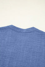 Classic Roll-Up Sleeve Notched Collar Blouse with Pocket Detail