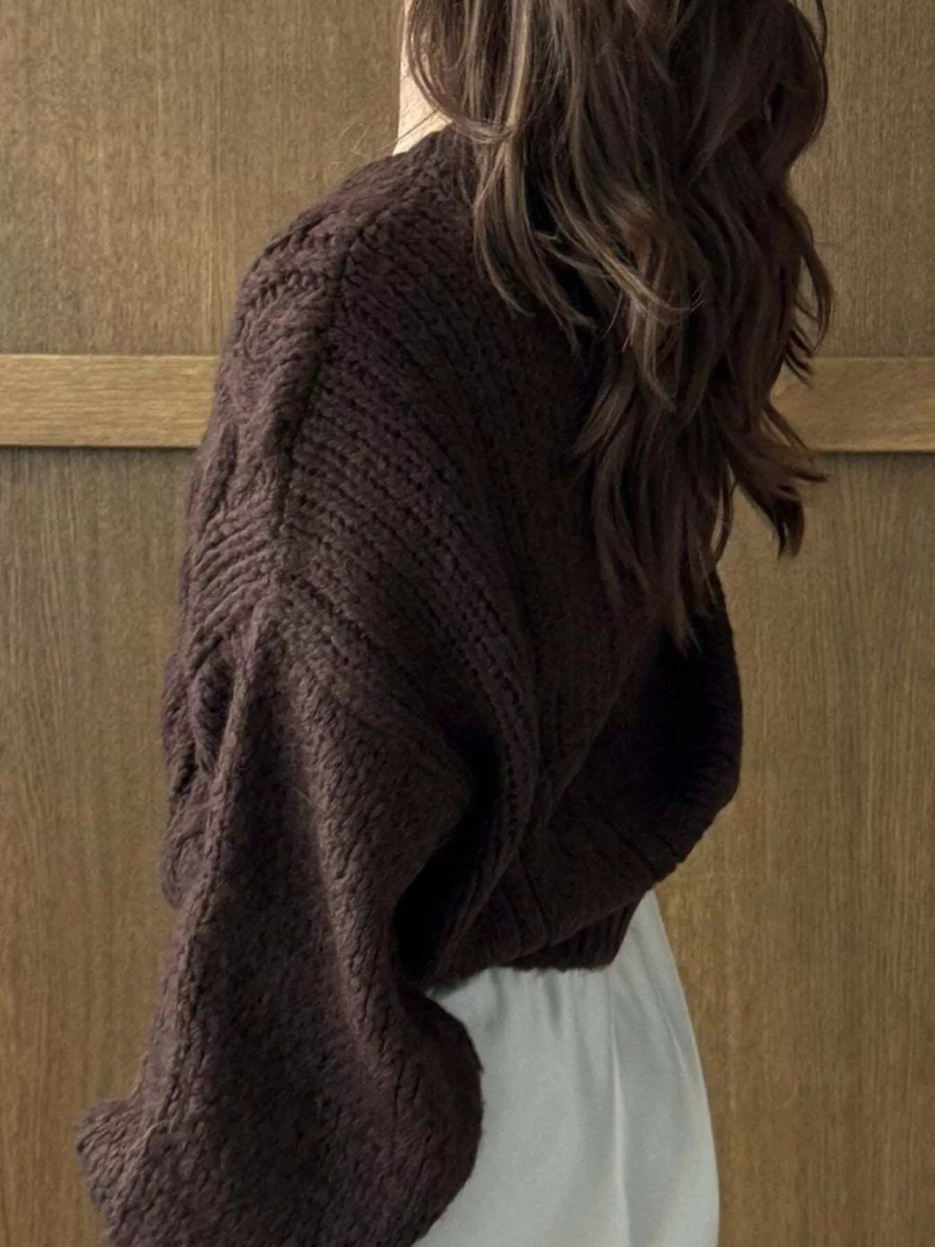 Cozy Cable Knit Button-Front Cardigan Sweater