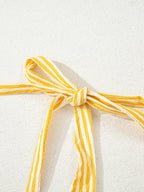 Striped Shoulder-Tie Smocked Back Casual Romper