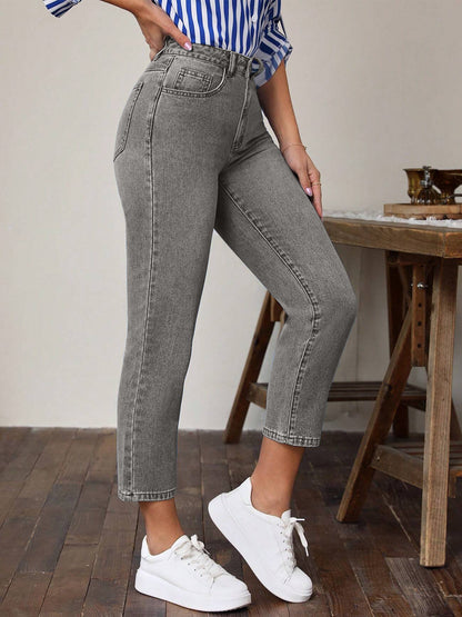 High-Waist Pocketed Denim Jeans for Women