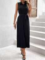 Chic Sleeveless Buttoned Wide Leg Jumpsuit