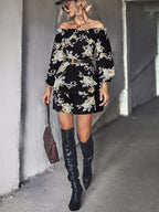 Floral Print Off-Shoulder Ruffled Mini Dress