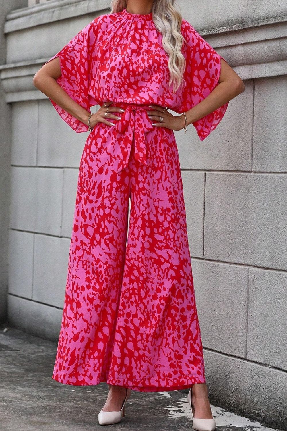 Leopard Belted Wide Leg Jumpsuit - Chic & Trendy One-Piece