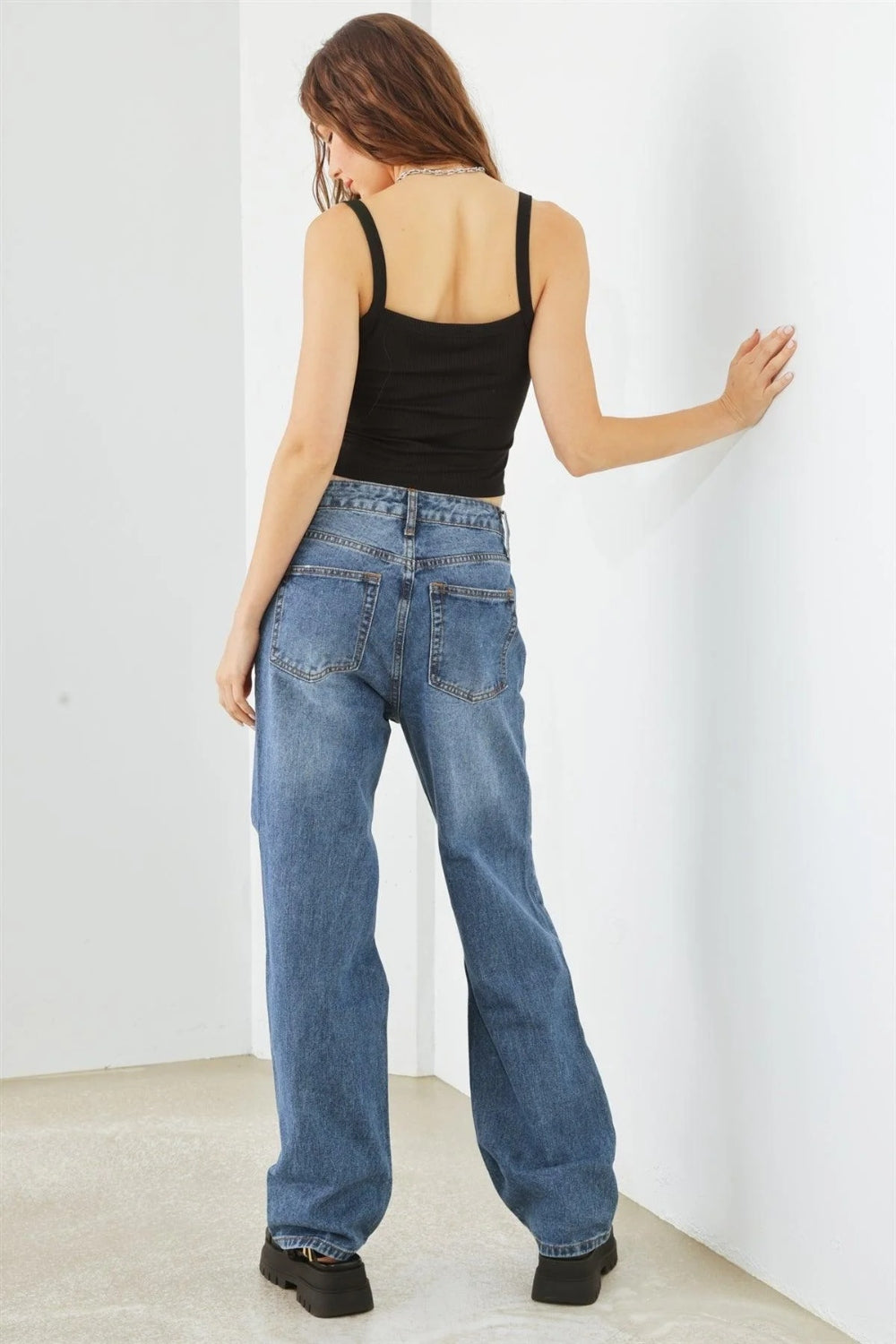 HAMMER COLLECTION High Waist Distressed Denim Jeans