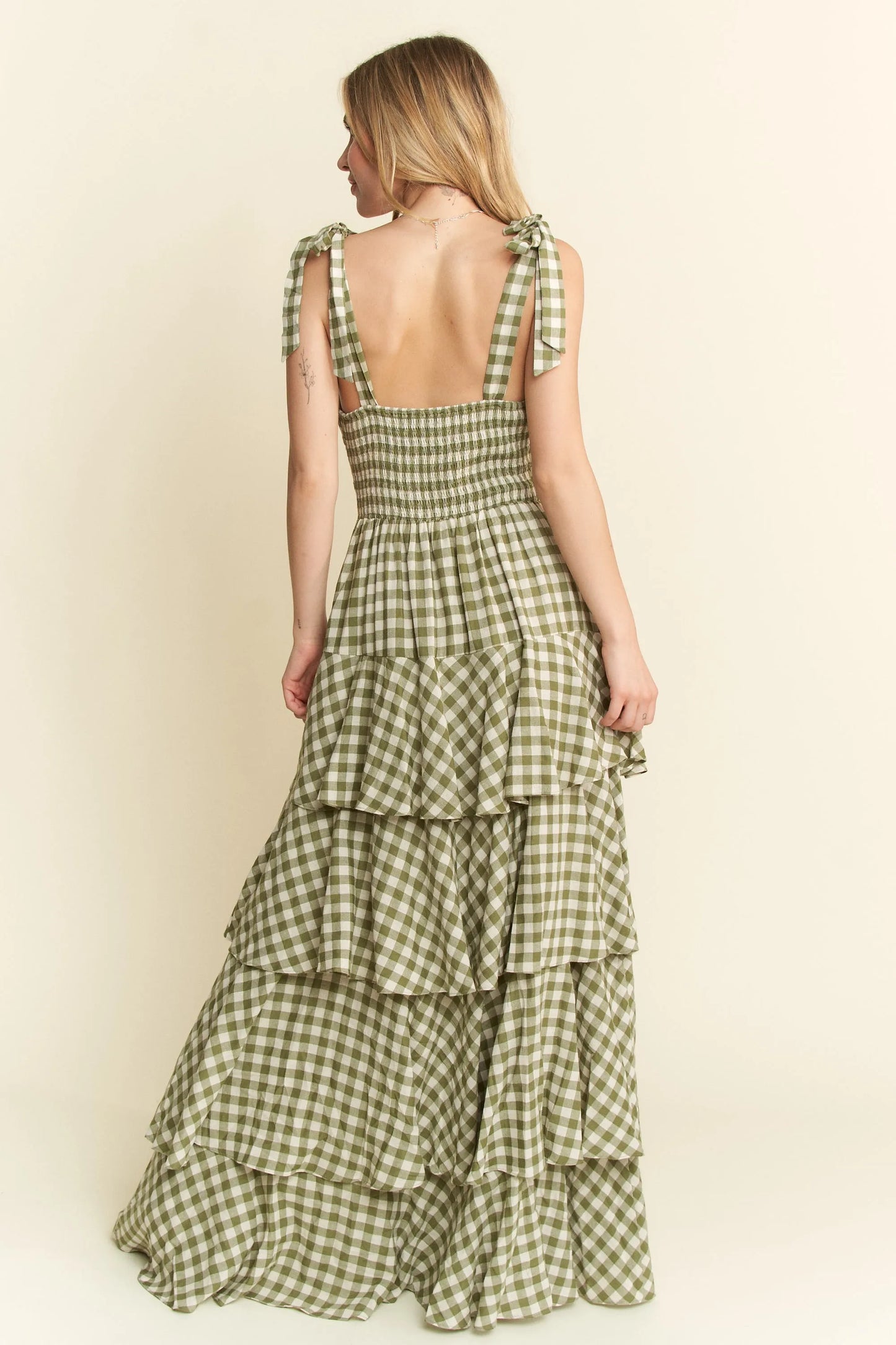 Jade By Jane Gingham Tiered Maxi Dress