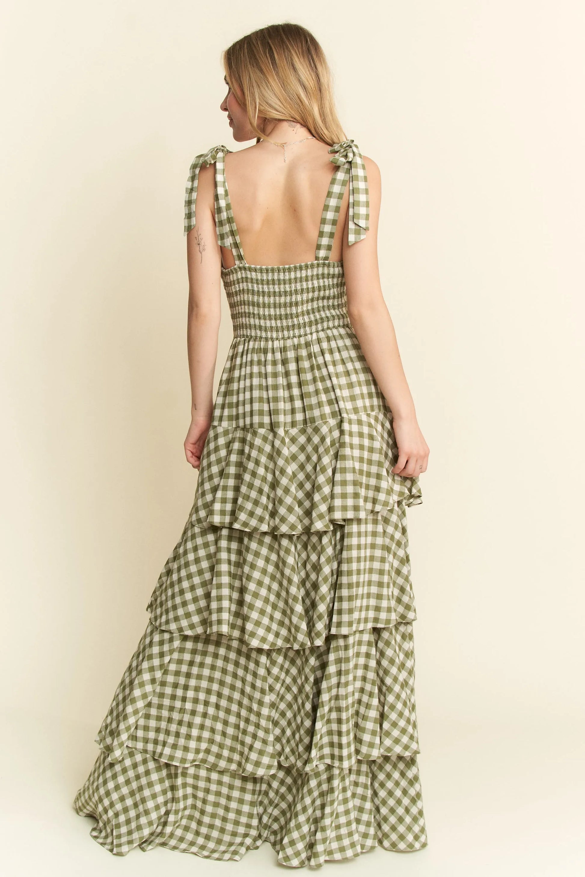 Jade By Jane Gingham Tiered Maxi Dress