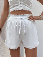 Comfy Frill Drawstring Shorts with Pockets