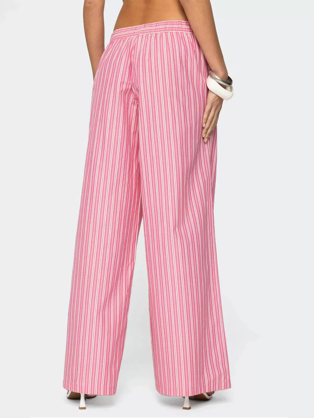 Striped Drawstring Wide-Leg Pants with Pockets