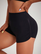 High Waist Active Shorts - Supportive & Stylish Workout Wear Black