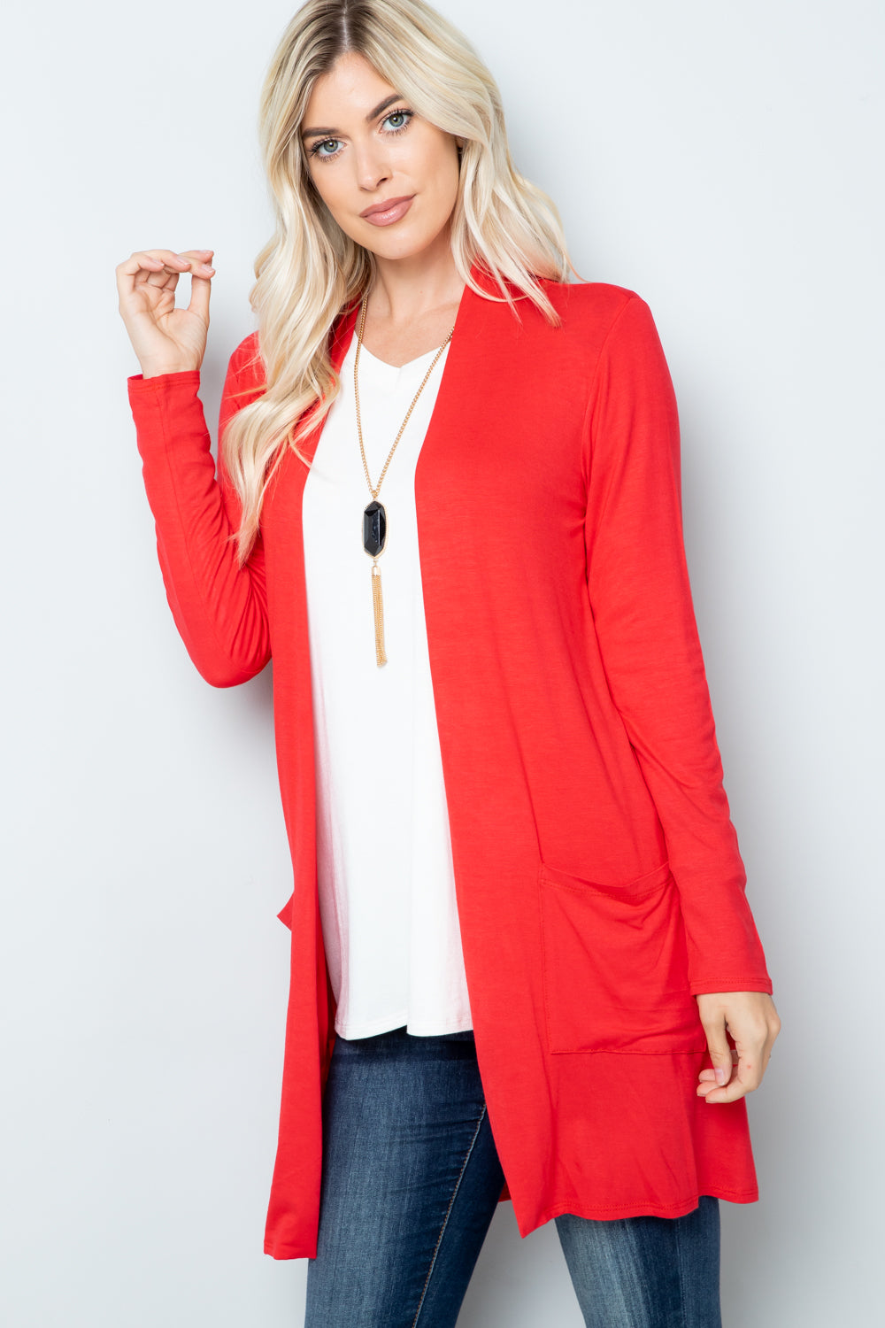 Celeste Full-Size Open-Front Pocketed Cardigan