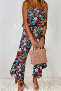 Trendy Printed Tube Wide-Leg Jumpsuit Floral