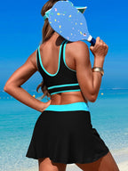 Scoop Neck Swim Set with Skort - Stylish & Comfortable