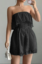 Strapless Ruffle Smocked Waist Romper