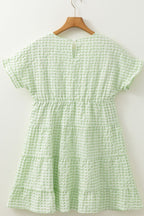 Textured Short Sleeve Tiered Mini Dress - Chic & Flowy