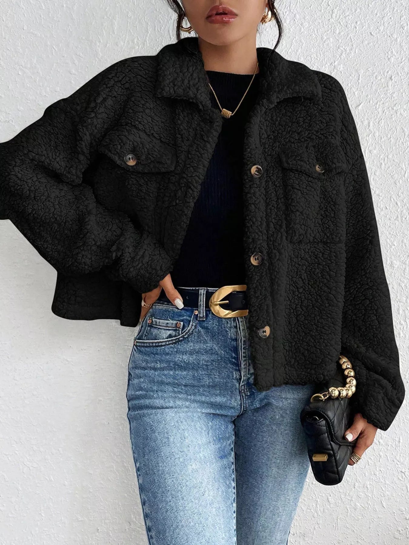 SnugNest Sherpa Button-Up Jacket