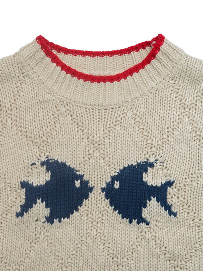 Cozy Fish Pattern Round Neck Sweater