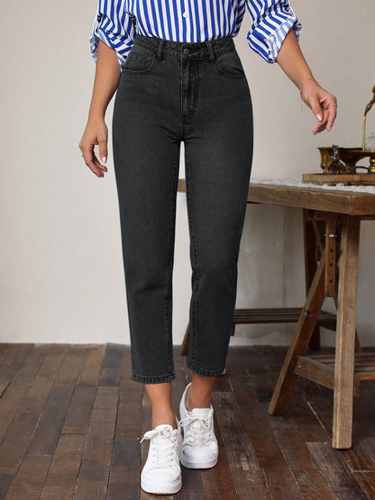 High-Waist Pocketed Denim Jeans for Women