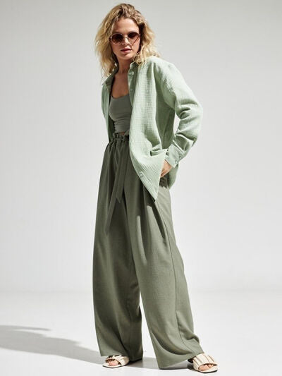 Textured Long Sleeve Collared Shirt - 100% Cotton