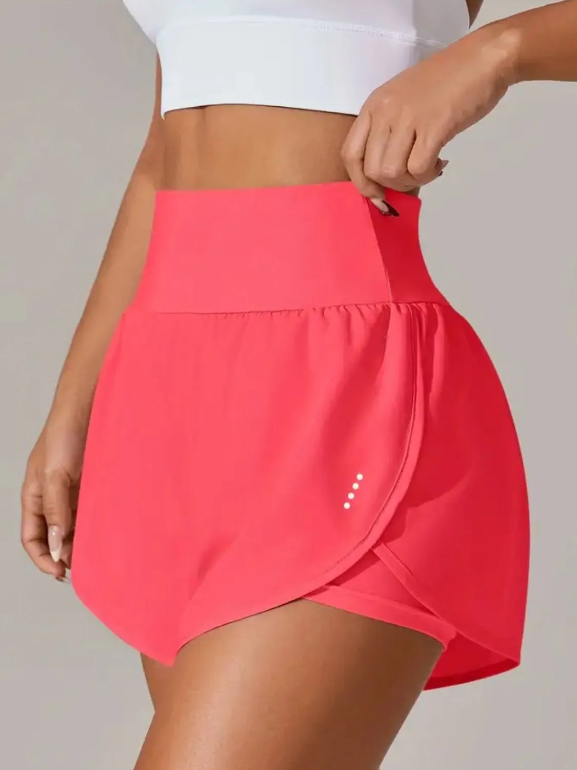 Pocketed Stretch High-Waist Shorts Strawberry