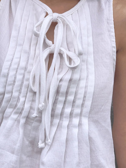 Tie-Front Sleeveless Summer Blouse â€“ Lightweight Ruched Top