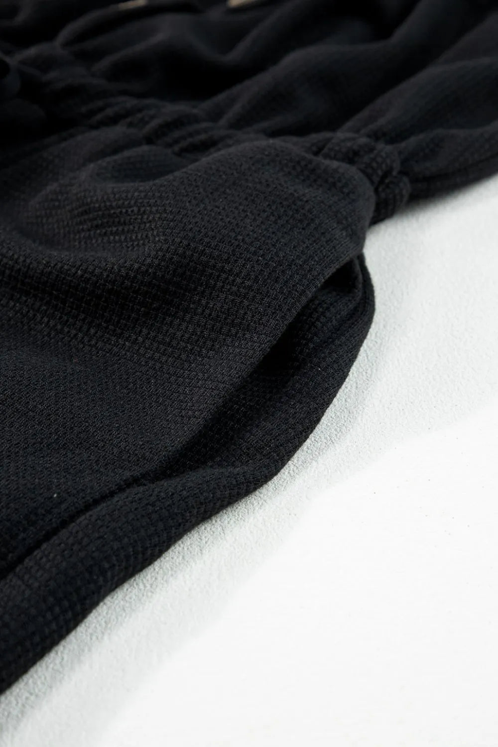 Knotted Straps Button Textured Drawstring Jumpsuit