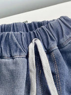 Collared Button-Up Denim Top and Shorts Set – Two-Piece Casual Outfit